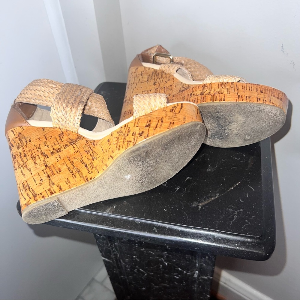 Steve Madden Basket Weave Wedges • Sz 6.5 • Wraps Around Ankle • Beige/Tan • EUC - Picture 11 of 17